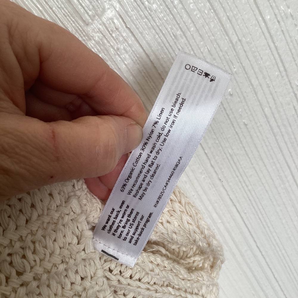 MINT Eileen Fisher organic cotton linen blend V-Neck Cream Knit Sweater XXS - Picture 6 of 8